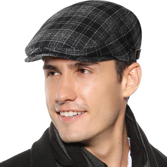 Mens Newsboy Cap Winter Beret Hat Cabbie Flat Cap - Picture 1 of 7